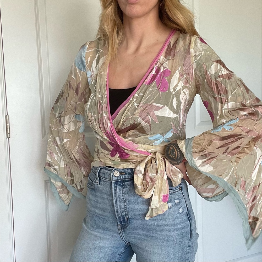 HYPE Y2K Silky Sheer wrap Top!